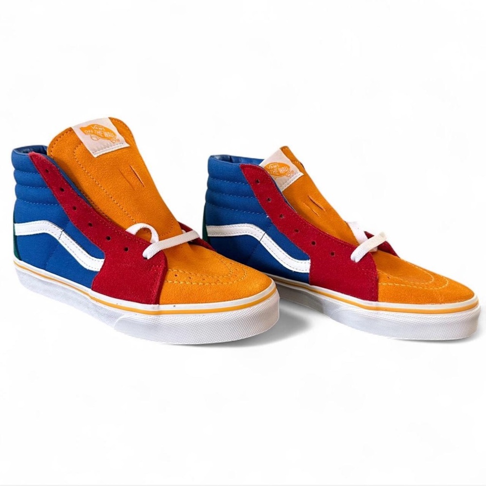 Vans Sk8-Hi Color Block Suede Primary Color High Top Shoes Kids 4‎ New W/O Box